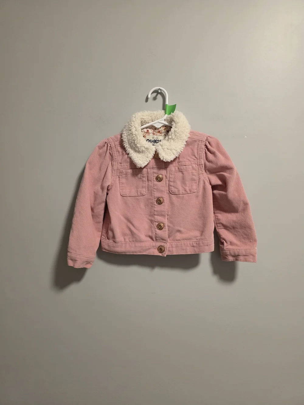 OshKosh B'gosh Light Pink Corduroy Jacket with Cream Sherpa Collar